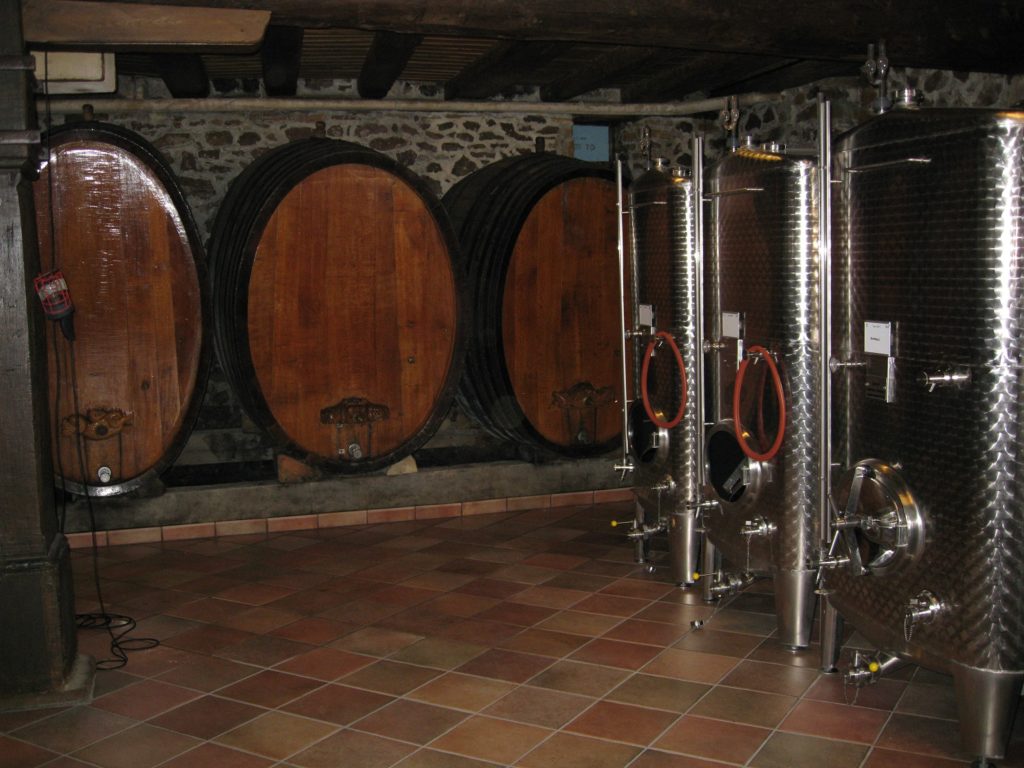 Domaine Gruss cellars wooden barrels